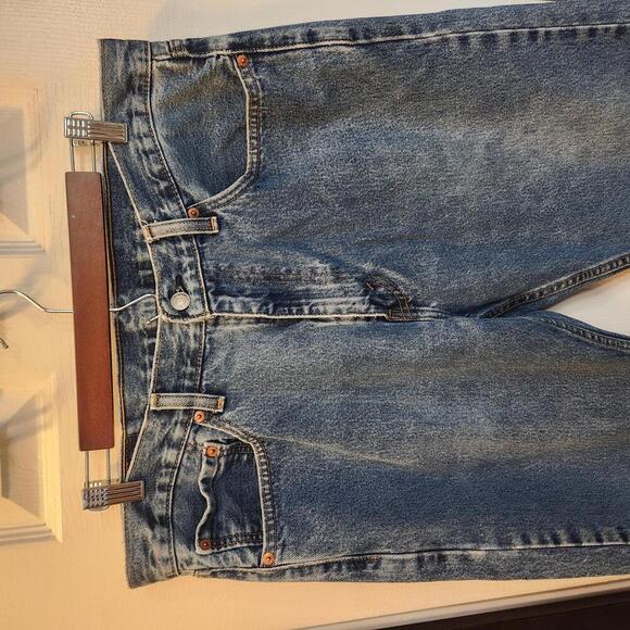 Levi's 505 Regular Straight Leg Denim Jeans - Classic Blue- worn look-36x32 - Picture 2 of 8